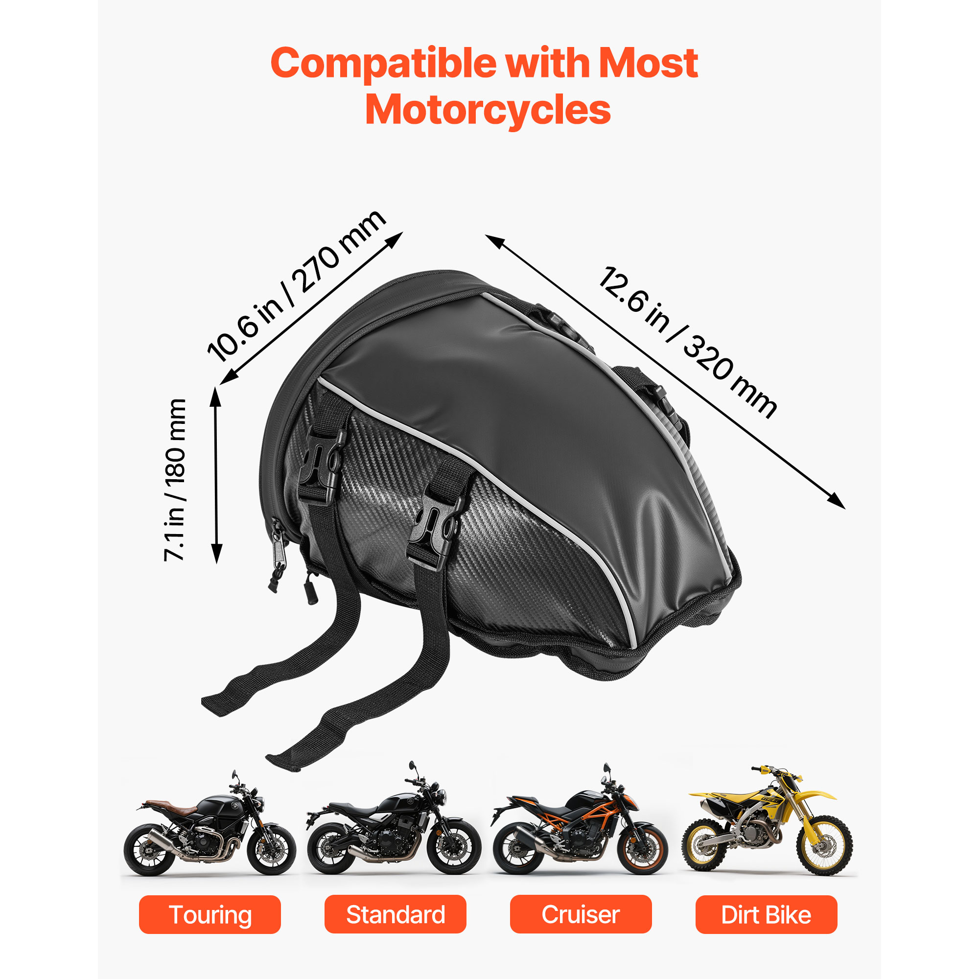 Motorcycle Tail Bag Waterproof Rear Seat Bag For Men Black_voghion.com
